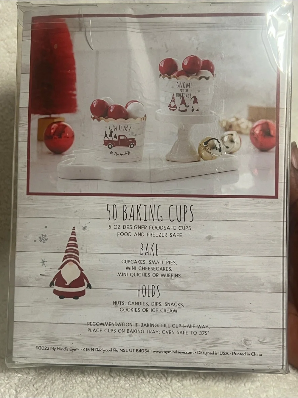 My Mind's Eye Gold Foil Baking Cups - Holiday Gnome